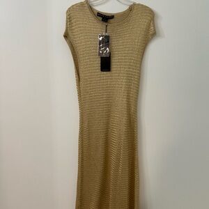 Ralph Lauren Black Label Gold Midi Dress